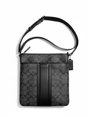 COACH men’s heritage monogram black crossbody satchel bag